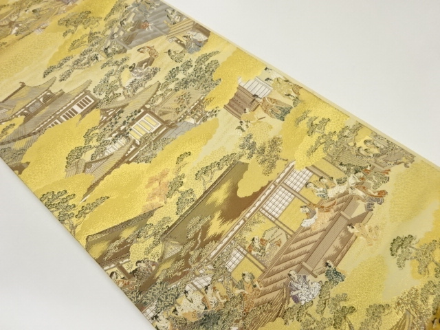 JAPANESE FUKURO OBI / WOVEN RAKUCHU RAKUGAI ZU